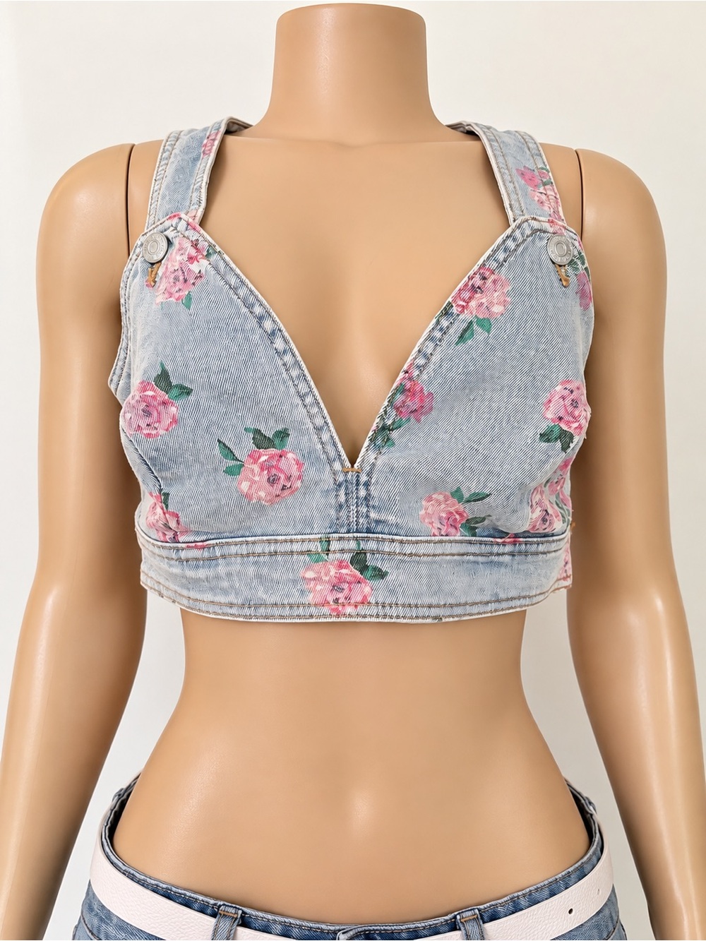 Wild Fable Floral Denim Bustier Top | Y2K Inspired